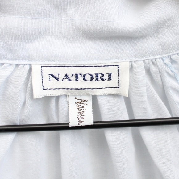 Natori Neiman Marcus Vintage Blue Floral Embroidery Midi Nightgown Size Small​ - Picture 3 of 10